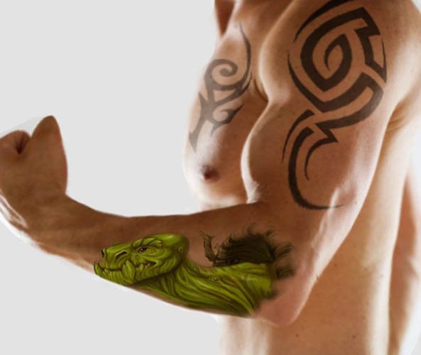 Tatuointi, jolla on merkitys miehille. Luonnoksia, valokuva