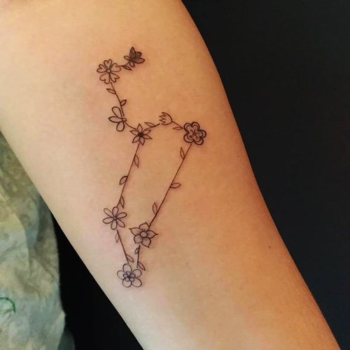Tattoo sterrenbeeld Leeuw. Foto, betekenis, schetsen voor meisjes