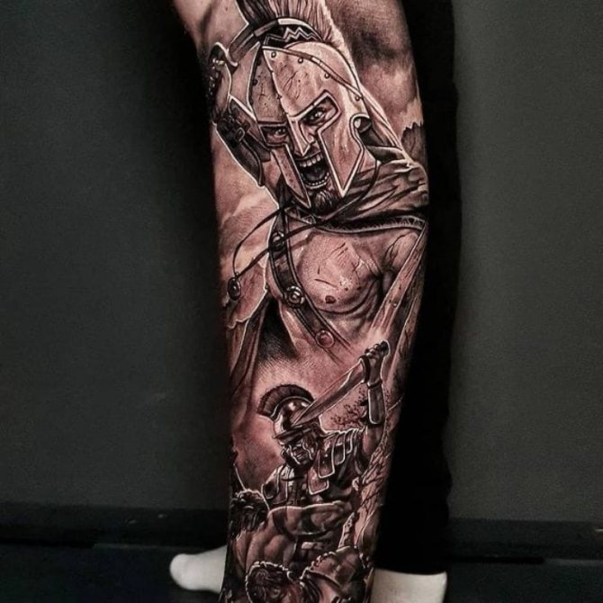 spartalaisen Leonidaksen tatuointi