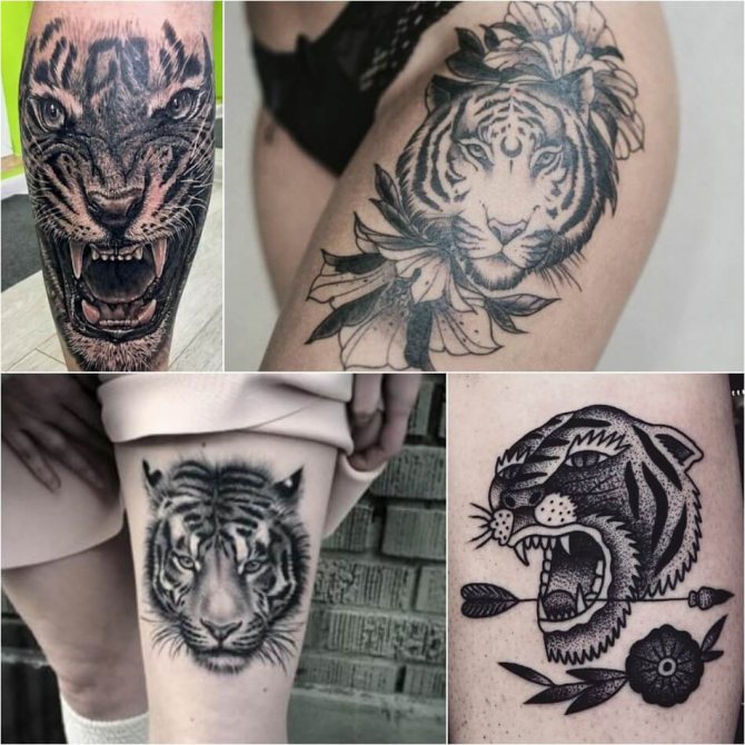 Татуировка тигър - Татуировка на крака на тигър - Татуировка на крака на тигър