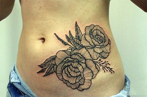 Dotwork lány tetoválás