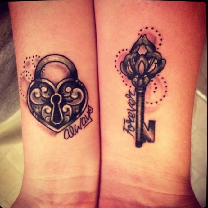 Klassisk lås og nøgle tatovering