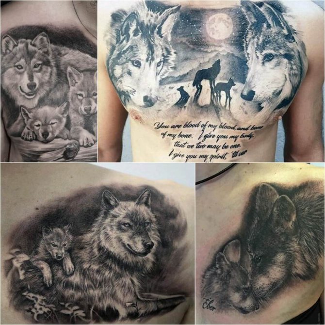 Tatuagem lobo - Subtileza da tatuagem lobo - Tatuagem lobo - Tatuagem lobo com crias