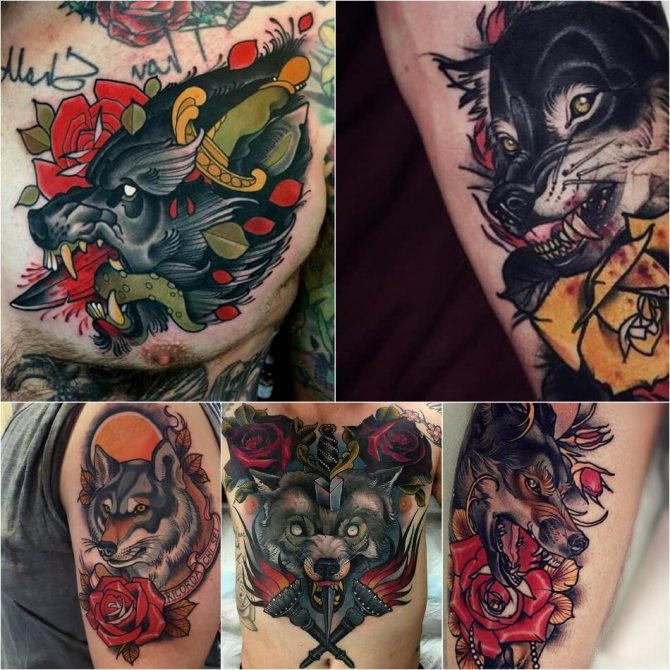 Tatuointi susi - Hienovaraisuus susi tatuointi - Tattoo susi ja ruusu