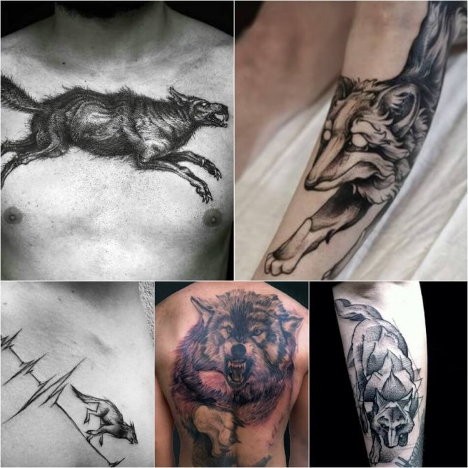 Tatoeage wolf - Subtiliteit van wolf tattoo - Tattoo wolf op de vlucht - Running wolf tattoo