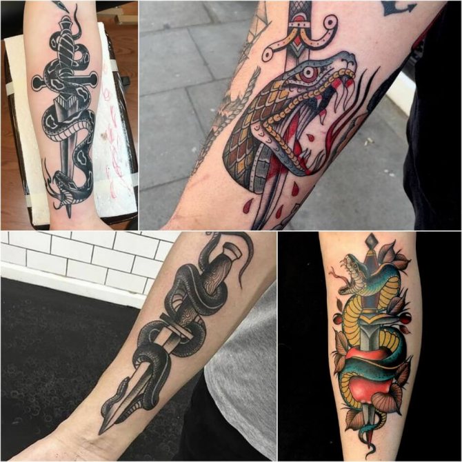 Tatuiruotė gyvatė - Tatuiruotė gyvatė ir dalgis - Gyvatės tatuiruotė