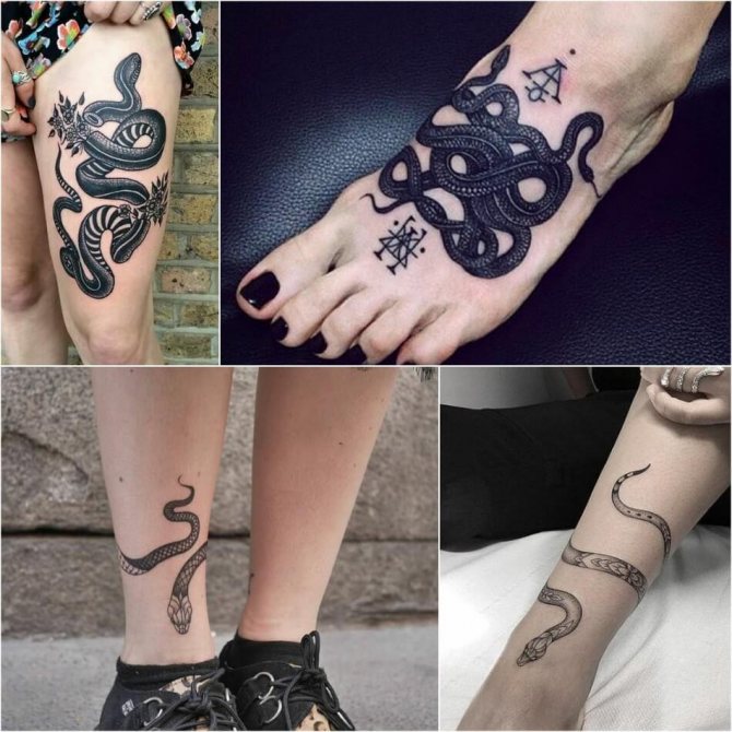 Tattoo slange - Tattoo slange på mit ben - Slange tatovering