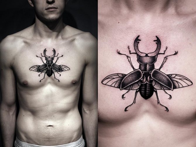 Амулет с татуировка във формата на бръмбар скарабей