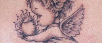 Tatuagem de anjo da guarda no braço