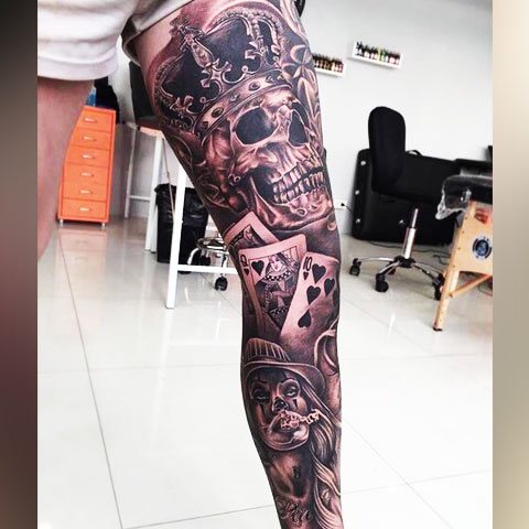 Chicano kojos tatuiruotė - nuotrauka