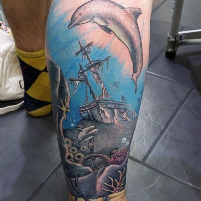 Tetovanie delfína pre muža