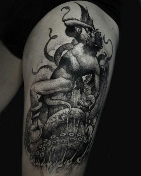 Tattoo Lucifer - történelem, teljes leírás, elhelyezkedés, lehetőségek vázlatok, érdekes fotók