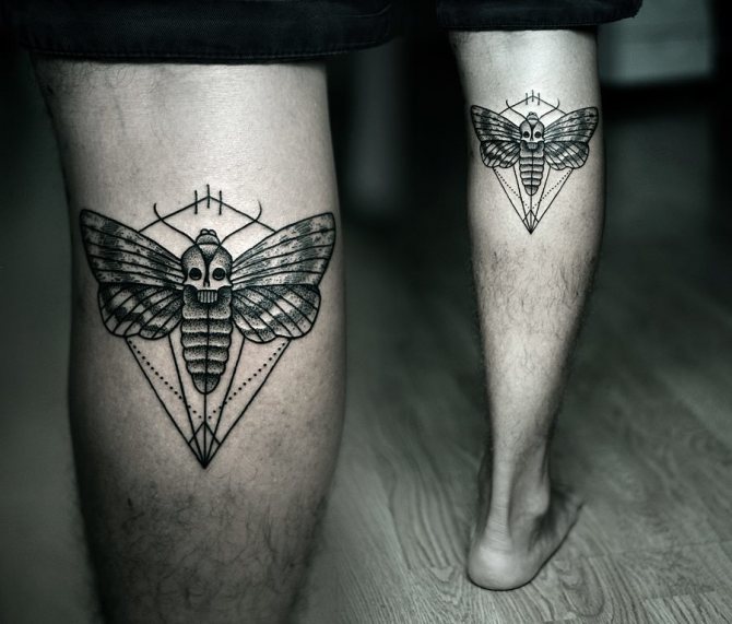 Moth lábszár tetoválás