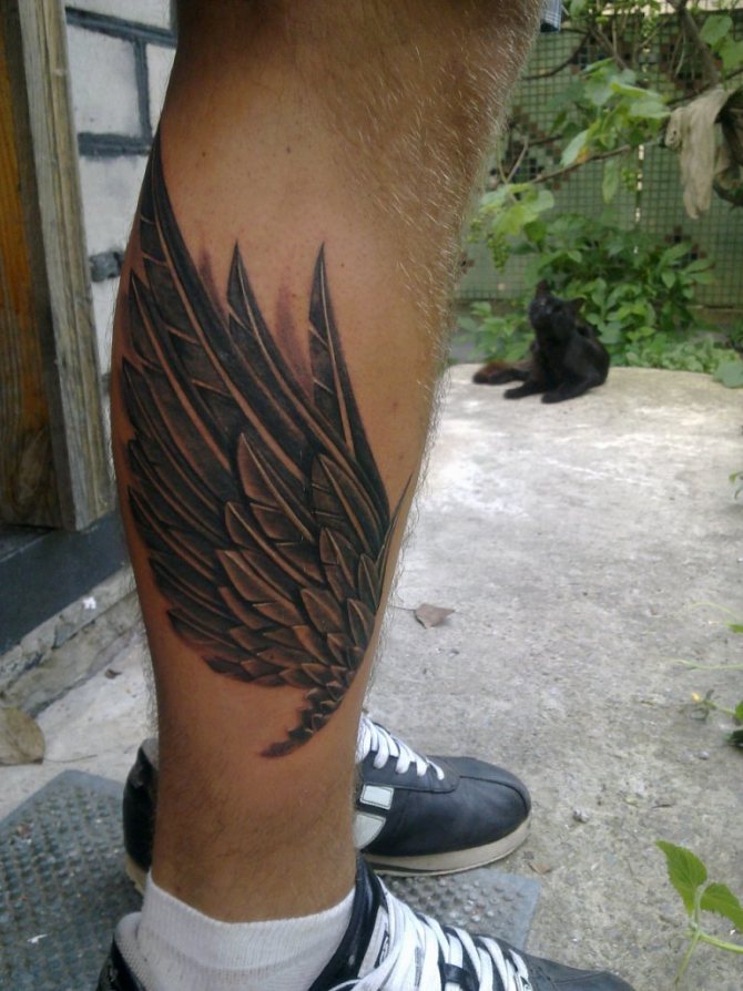 Τατουάζ κνήμης σε σχήμα φτερών