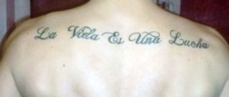 la vida es una lucha (het leven is een strijd) tattoo in het spaans