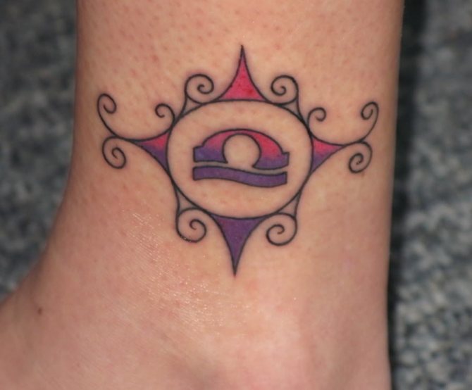 Horoskooppimerkki Libra nilkan tatuointi