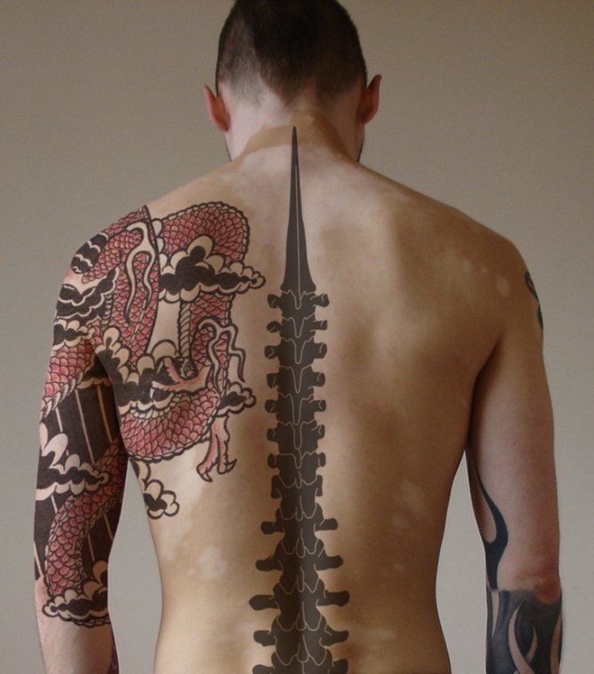 Tatuaggio sulla spina dorsale maschile