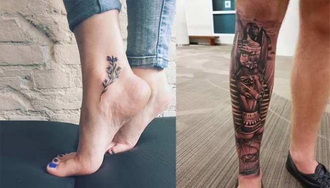 Tatuagem no tornozelo e canela