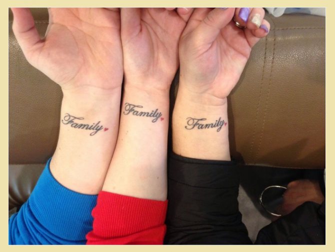Tetovanie na zápästí: Rodina