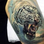 Tattoo van een tijgergrijns - foto