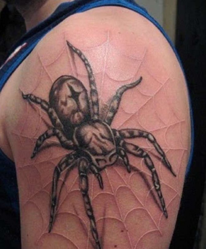 juodai balta voratinklio tatuiruotė