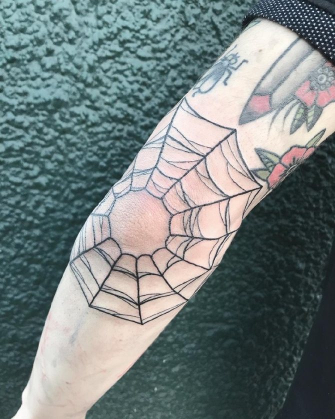 Tatuagem de uma teia de aranha