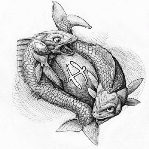 yin yang τατουάζ ψαριών