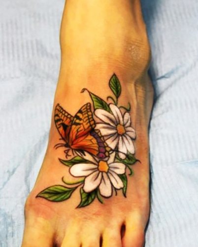 女の子のための足裏のタトゥー 写真銘板、女性用パターン、スケッチ