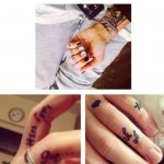 Tre billeder af Aiza Dolmatova tatoveringer