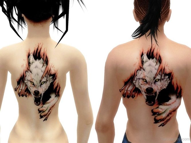 Tatuaż z wilczym grinem. Zdjęcie, znaczenie na ramieniu, przedramieniu, plecach, ramieniu