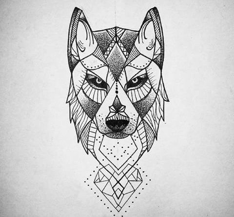 Grande schizzo per il tatuaggio come un lupo