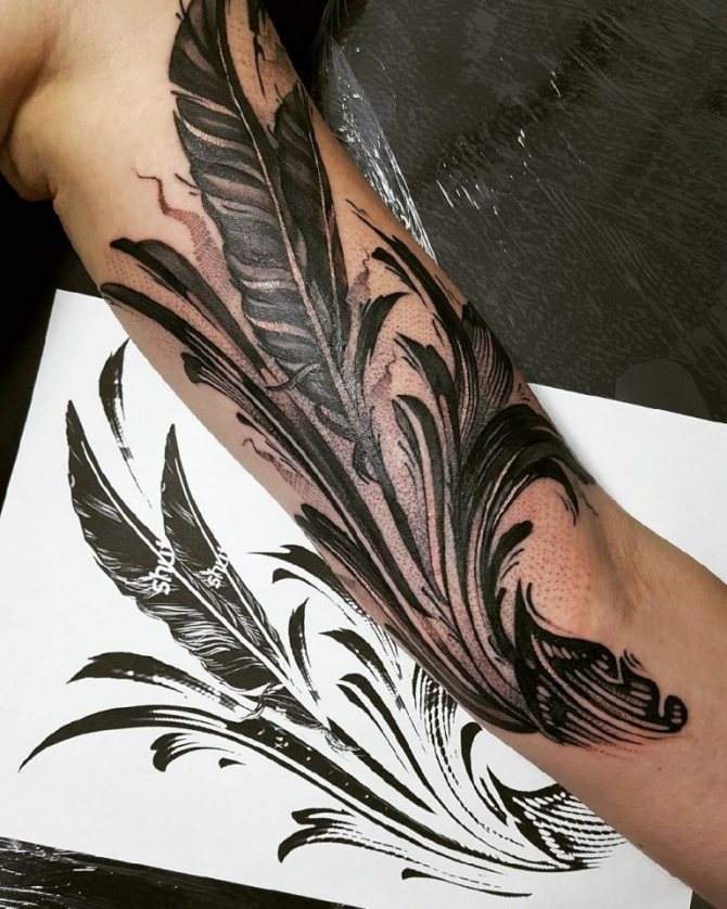 Tetovējums nozīmē spalvu uz meitenes