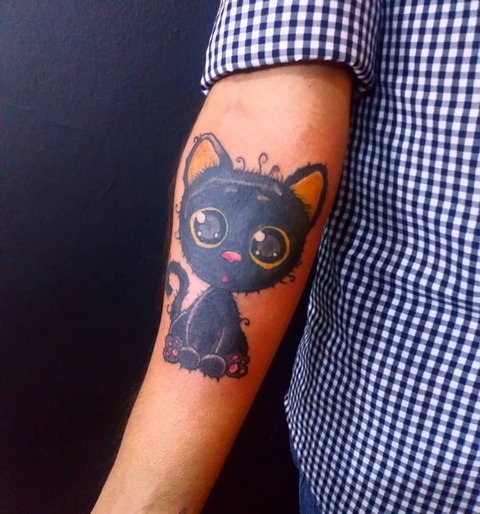 Betekenis van kat tattoo voor meisjes en mannen, Egyptische katten, sfinx, kattenkop, zwart, vleugels, poten