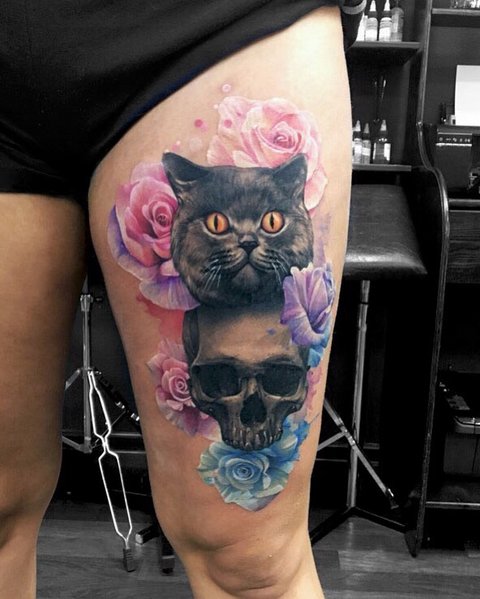 Jelentése macska tetoválás lányoknak és férfiaknak, egyiptomi macskák, szfinx, macska fej, fekete, szárnyak, mancsok
